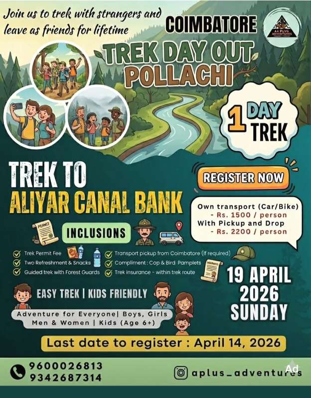 Pollachi Trekking Experience – Nature Trail Adventure — Coimbatore — pollachi